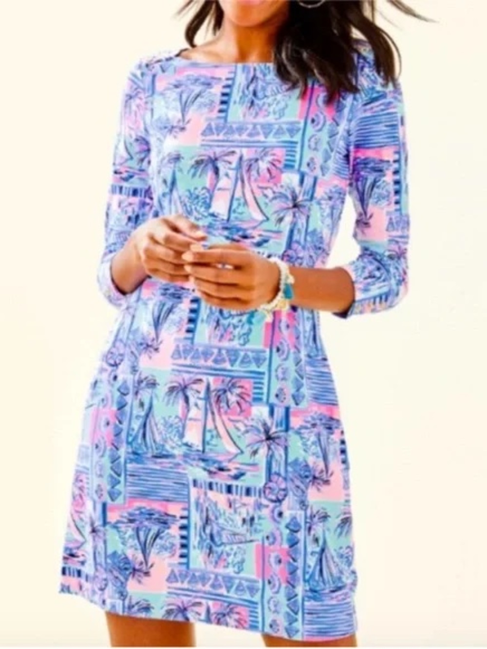 VGUC Lilly Pulitzer Sophie Dress UPF 50+  "Whisper Blue Yeah Buoy"
